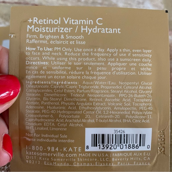 ✨$2✨ Kate Somerville | +Retinol Vitamin C Moisturizer | Set of 5 Sample Packs - Picture 4 of 4